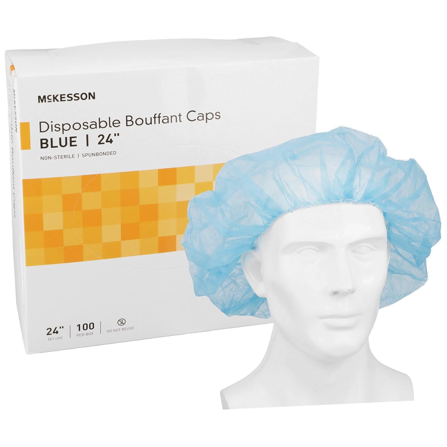 Mckesson Surgical Caps For Women Or Men, Elastic Closure Bouffant Cap - Disposable Hygienic Hair Cover - 24 In, 500 Count