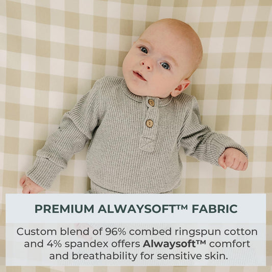 Pobi Baby Premium Baby Blanket, Soft Stretchy Quilt For Babies, Toddlers, Kids (Gingham Khaki)
