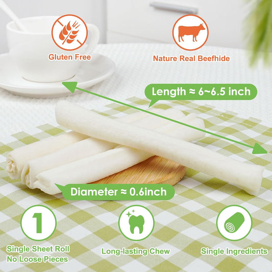 Mon2Sun Dog Rawhide Rolls Twist Sticks 6-6.5 Inch Natural Dog Treat Dog Rawhide Chews 18 Count For Puppy And Small Dogs
