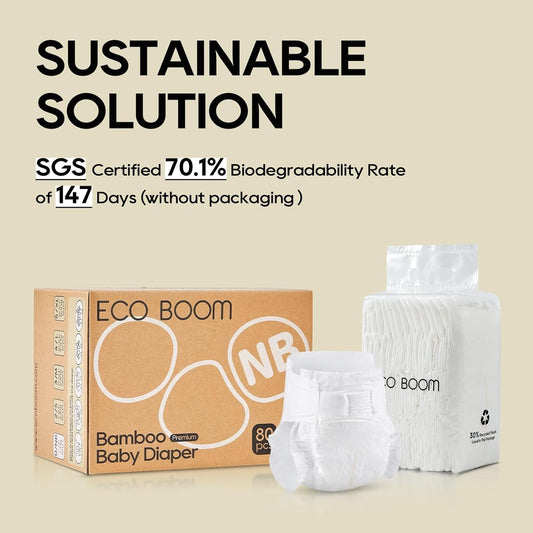Eco Boom Diapers, Viscose From Bamboo Diapers, Natural Soft Disposable Nappies For Infant, Size 2 Suitable For 6 To 16Lb (Small - 102 Count)