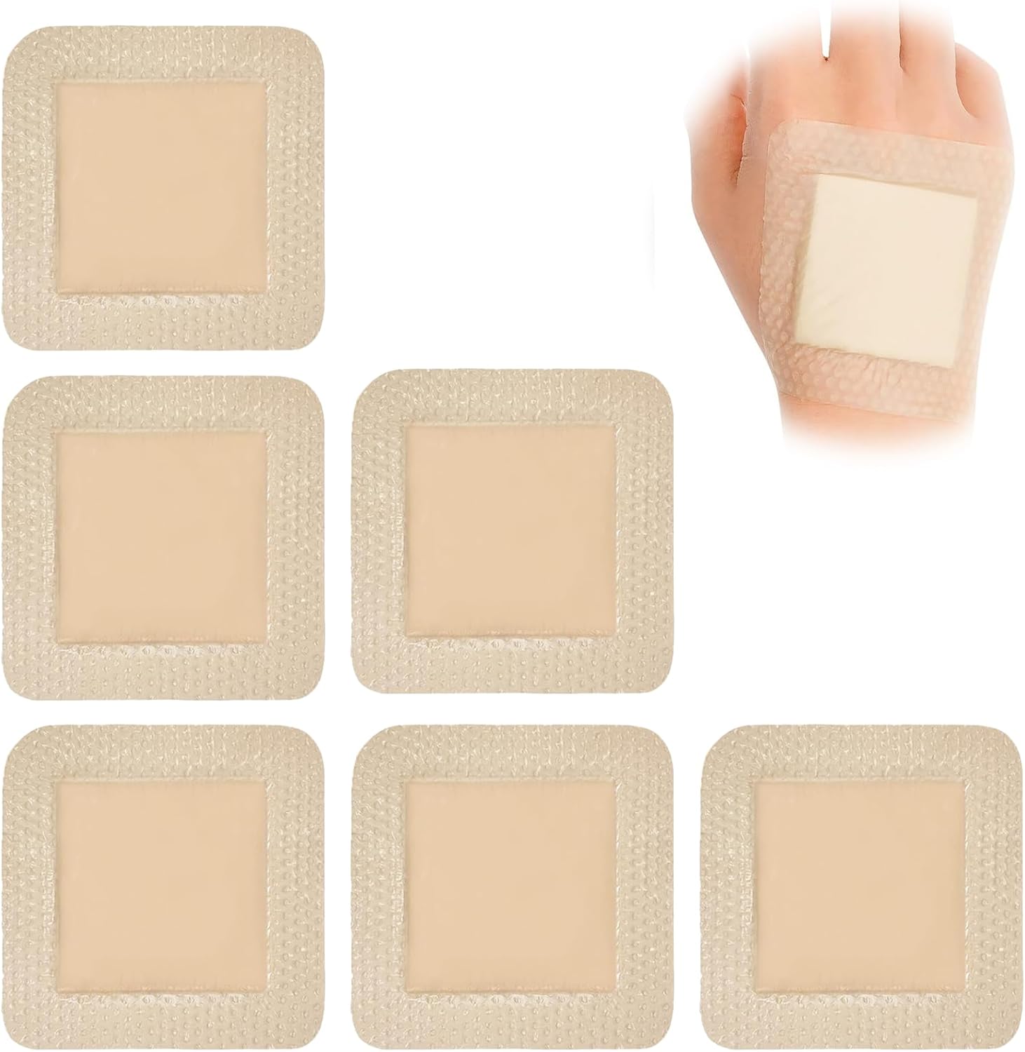 Dooceciy 6 Pcs Silicone Foam Dressing, 10 * 10 Cm Waterproof Dressings For Wounds
