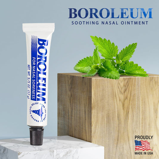 Boroleum Lip Balm and Nasalm Ointment (Combo Pack) Dryness, Soreness, and Stuffiness Relief - Medicated, All Natural Ingredients for Men, Women and Kids
