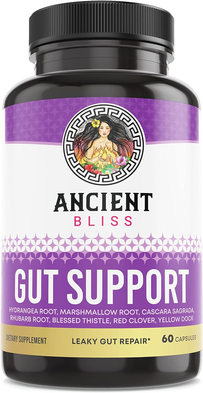 Ancient Bliss Leaky Gut Supplement, L Glutamine Capsules For Gut Support With Blessed Thistle And Hydrangea Root, Vegan And Non-Gmo, 60 Capsules