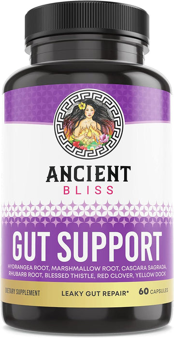 Ancient Bliss Leaky Gut Supplement, L Glutamine Capsules For Gut Support With Blessed Thistle And Hydrangea Root, Vegan And Non-Gmo, 60 Capsules
