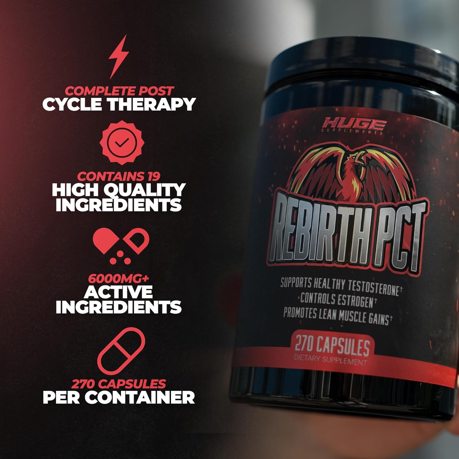 Rebirth Pct Supplement For Men, Most Stacked & Complete Post Cycle Therapy Formula - Science-Backed Ingredients & Optimal Dosages, Supercharge Recovery & Maintain Gains From Your Cycle (270 Capsules) : Health & Household