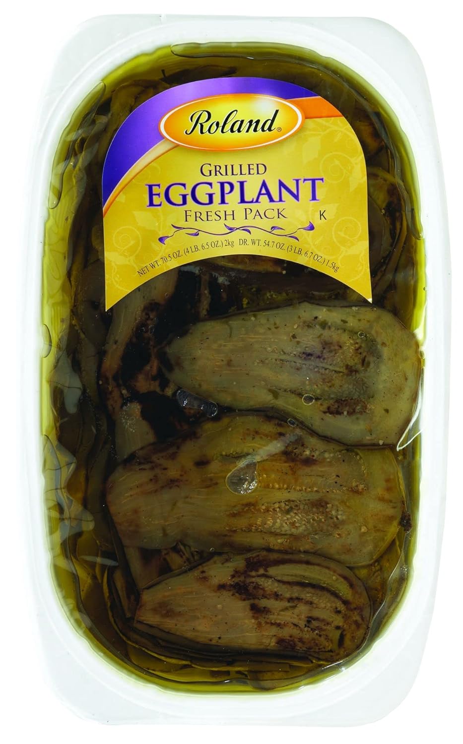 Roland Foods Grilled Eggplant Marinated in Oil, Specialty Imported Food, 63.5-Ounce Package