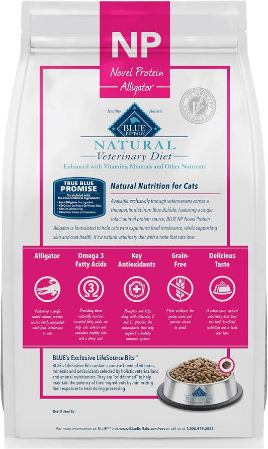 Blue Buffalo Natural Veterinary Diet Np Novel Protein Dry Cat Food, Food Sensitivity Formula, Veterinarian Prescription Required, Alligator, 7-Lb. Bag