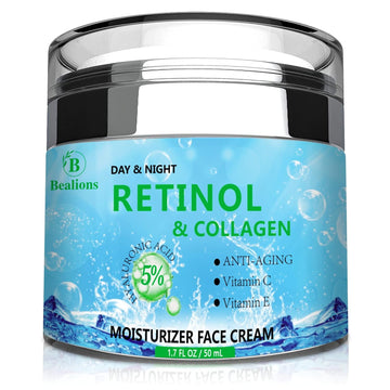 Retinol Cream for Face, Collagen Cream With Hyaluronic Acid for Anti-Aging & Face Moisturizing, Moisturizer Face Cream for Firming Skin and Anti-Wrinkle, for Face With Vitamin C+E Natural-Ingredient