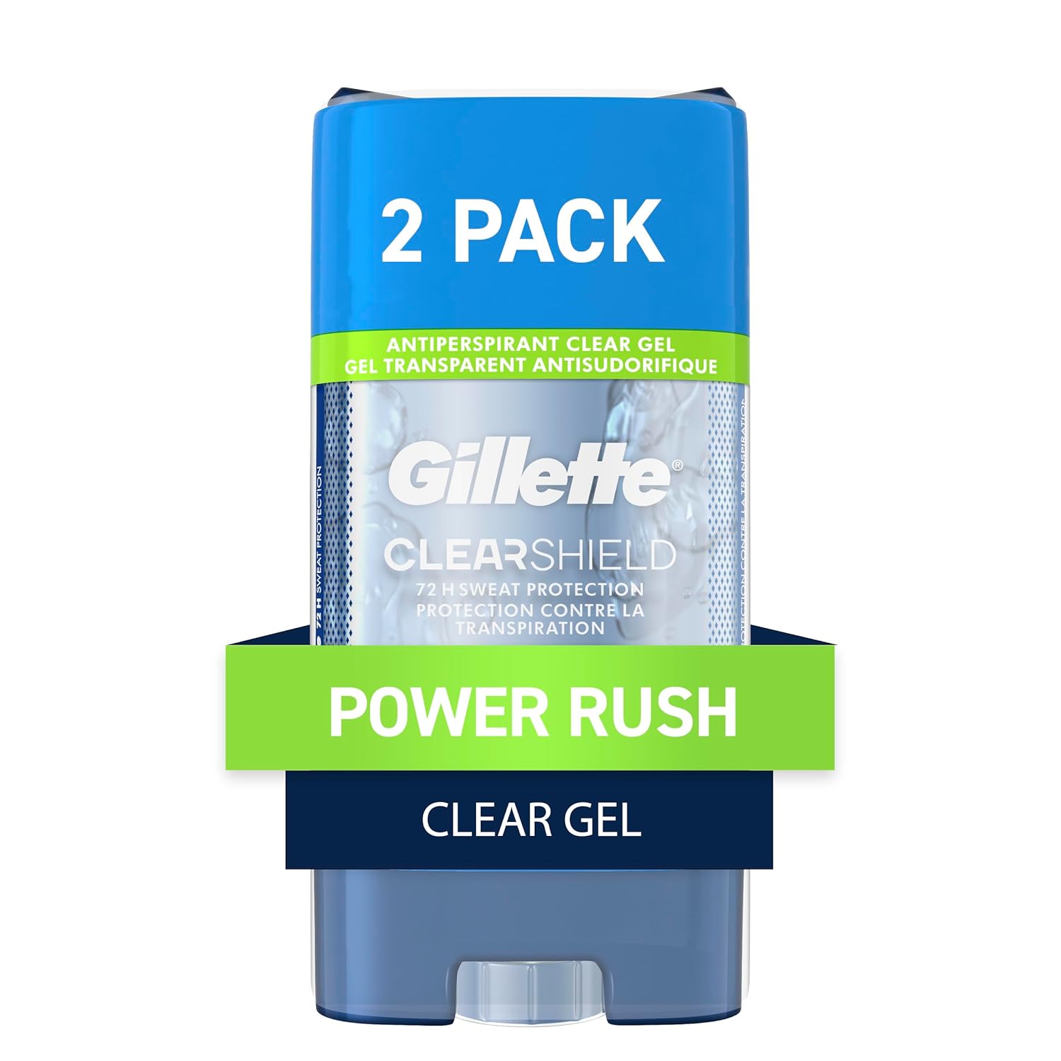 Gillette Clear Gel Power Rush Anti-Perspirant Deodorant, 3.8 Oz, Pack Of 2