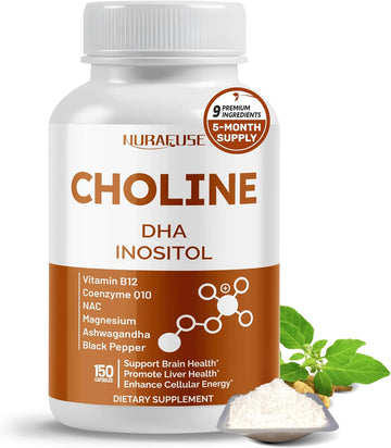 Choline With Dha, Inositol, Vitamin B12, Coenzyme Q10, Nac, Magnesium, Ashwagandha – Supports Brain Health, Promotes Liver Health – Made In The Usa