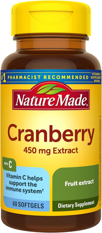 Nature Made Cranberry With Vitamin C, Dietary Supplement For Immune And Antioxidant Support, 60 Softgels, 30 Day Supply