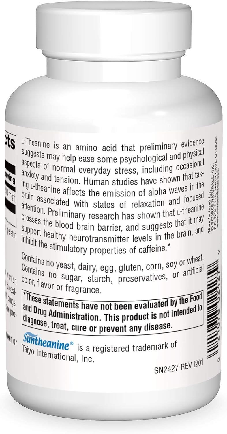 SOURCE NATURALS Serene Science L-Theanine 200 Mg Capsule, 120 Count