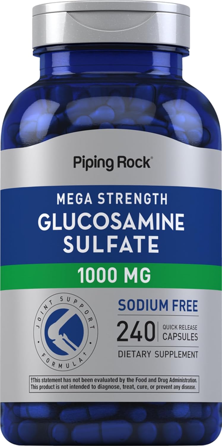 Piping Rock Glucosamine Sulfate 1000mg | 240 Capsules | Mega Strength | Joint Formula | Sodium Free | Non-GMO, Gluten Free Supplement