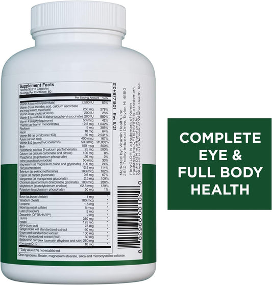 Viteyes Complete Eye & Total Body Health Multivitamin Nutritional Supplement, 180 Capsules, White