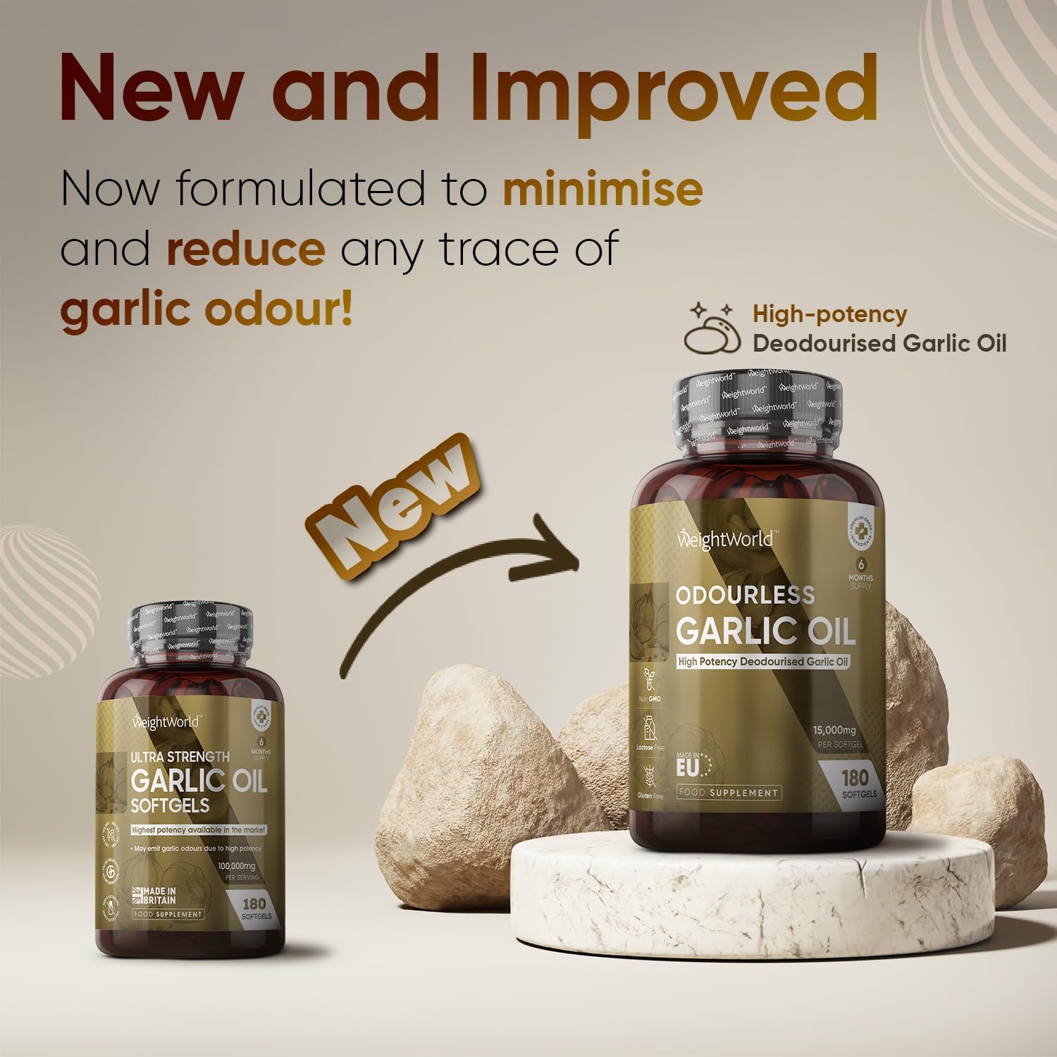 Garlic Capsules - 6 Months Supply - 180 Softgels - 15000mg - Rich in Allicin - High Strength, Vegan & Cold Pressed Garlic Supplement - Alternate to Odourless Garlic Tablets : Amazon.co.uk: Health & Personal Care