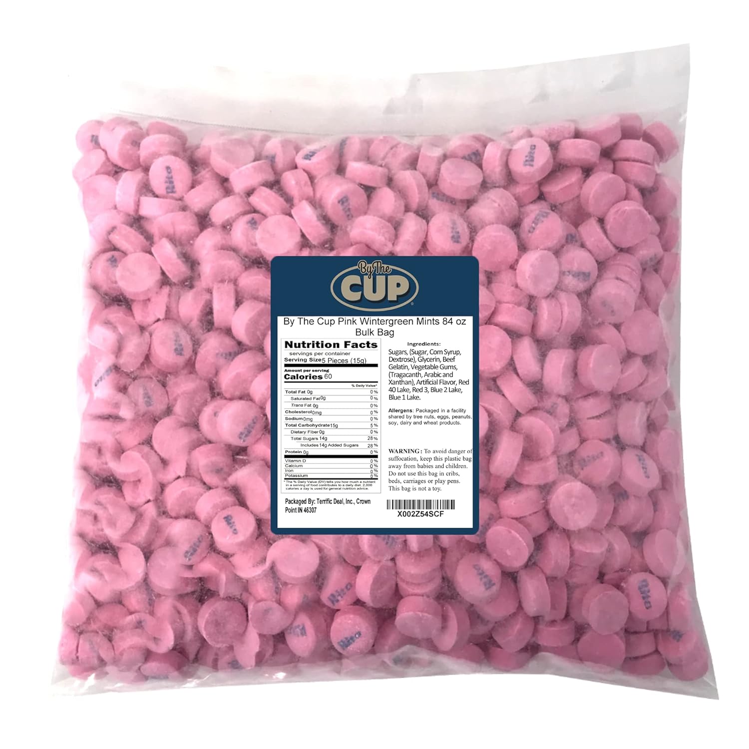 Pink Wintergreen Canada Mints, 5.25 Pound By The Cup Bag