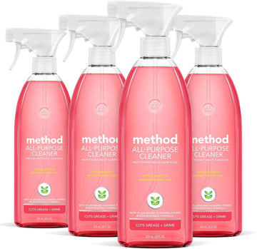 Method All-Purpose Cleaner Spray, Pink Grapefruit, Plant-Based And Biodegradable Formula Perfect For Most Counters, Tiles And More, 28 Fl Oz, (Pack Of 4)