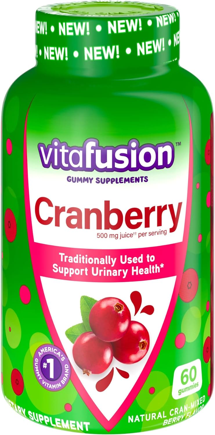 Vitafusion Probiotic Gummy Supplements, Raspberry, Peach and Mango Flavors, 5 Billion CFUs, 70 Count & Cranberry Gummies for Women, 500mg Cranberry Juice Concentrate per Serving, 60ct : Health & Household