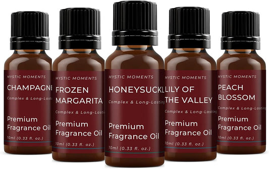 Mystic Moments | Valentines Romance Fragrance Oil Gift Starter Pack 5X10Ml | Bush Bouquet, Champagne, Chocolate, Perfume, Rose Garden | Perfect As A Gift