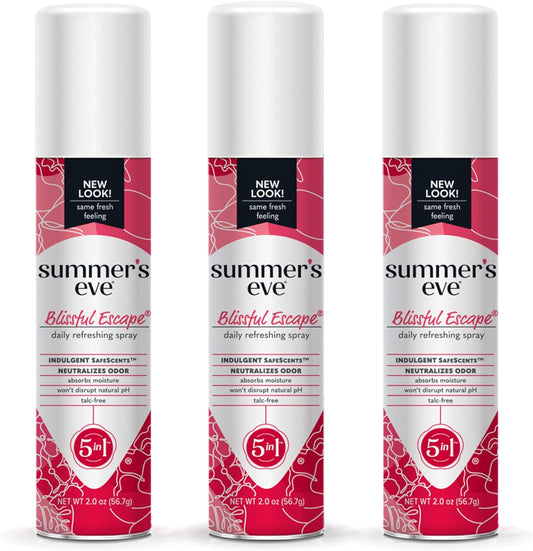 Summer'S Eve Blissful Escape Feminine Sprays, Daily Refreshing Spray 3 Pack, 2 Oz & Refresher Mist, 1.89 Oz