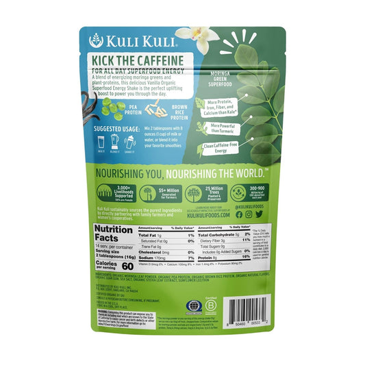 Kuli Kuli Organic Moringa Greens Smoothie Mix - Plant-Based Superfood