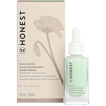 Honest Beauty Daily Green Juice Antioxidant Super Serum | Improves Skin Tone + Texture | Niacinamide + Hyaluronic Acid | Vegan + Cruelty Free | 1 Fl Oz