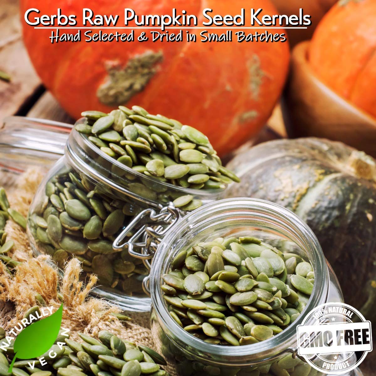 GERBS Raw Pumpkin Seed Kernels 1 LB | Top 14 Allergy Free Food | Protein rich super snack food | Use in salads, yogurt, baking, oatmeal, trail mix | Grown in Canada, packaged in USA | Vegan, Kosher : Grocery & Gourmet Food
