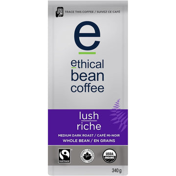 Lush Ethical Bean Coffee: Medium Dark Roast Whole Bean Coffee - Usda Certified Organic Coffee, Fair Trade Certified