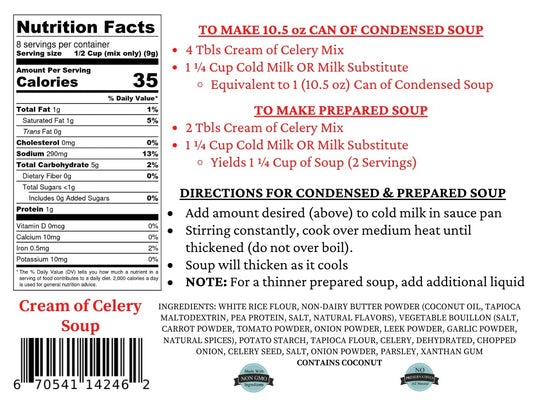 Mom’s Place Gluten Free & Dairy Free Cream of Celery Soup Mix, Equal to 2 Cans of Condensed Soup 2.4 oz