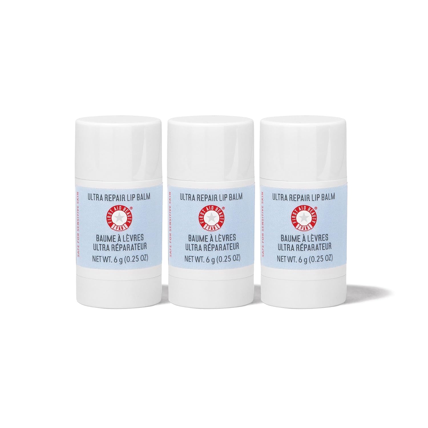First Aid Beauty Ultra Repair Lip Balm – Instantly Hydrates To Leave Lips Soft, Supple + Plump – Concentrated Formula Of Botanical Oils, Butters + Waxes – Three Pack, 3 * 0.25 Oz