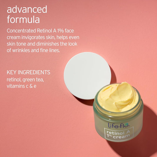 Life-Flo Retinol Face Cream - Face Moisturizer And Neck Cream W/ 1% Retinol Vitamin A, Green Tea And Vitamin E - Refines Skin, Minimizes Appearance Of Fine Lines And Wrinkles, 60-Day Guarantee 1.7Oz
