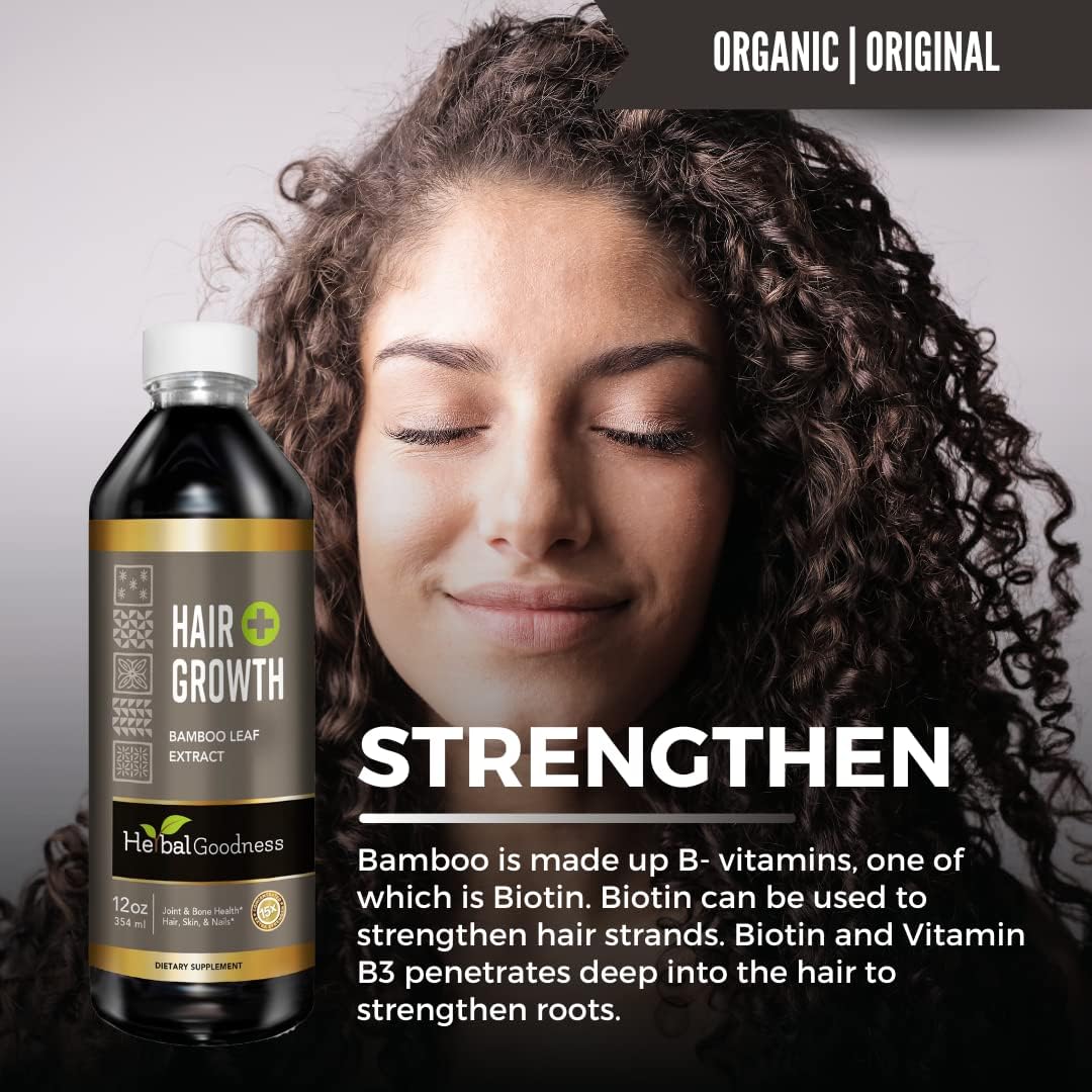 Hair Growth Plus 12Oz - Bamboo Hair Product With Collagen, Keratin And Vitamins For Women And Men - Healthy Hair, Skin And Nails - 1 Bottle : Health & Household