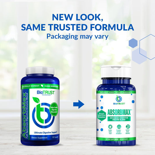 Biotrust Absorbmax Broad Spectrum Digestive Enzyme Blend, Gluten Free, Non Gmo, Digestive Support For Nutrient Digestion, Absorption And Periodic Digestive Discomfort And Bloating
