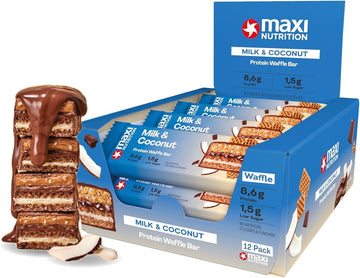 Maxinutrition Milk & Hazelnut Protein Waffle Bar, 175 Kcal, 8.9G Protein 12 X 40G Bars