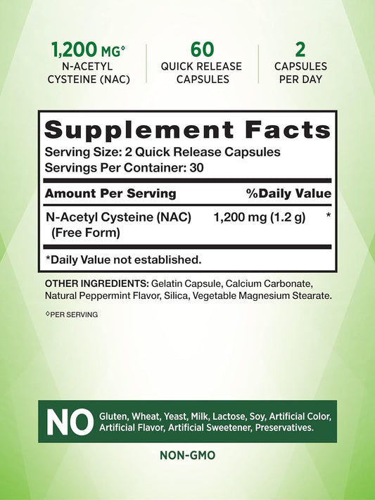 Nature'S Truth N Acetyl Cysteine Nac | 1200Mg | 60 Capsules | Non-Gmo And Gluten Free Supplement