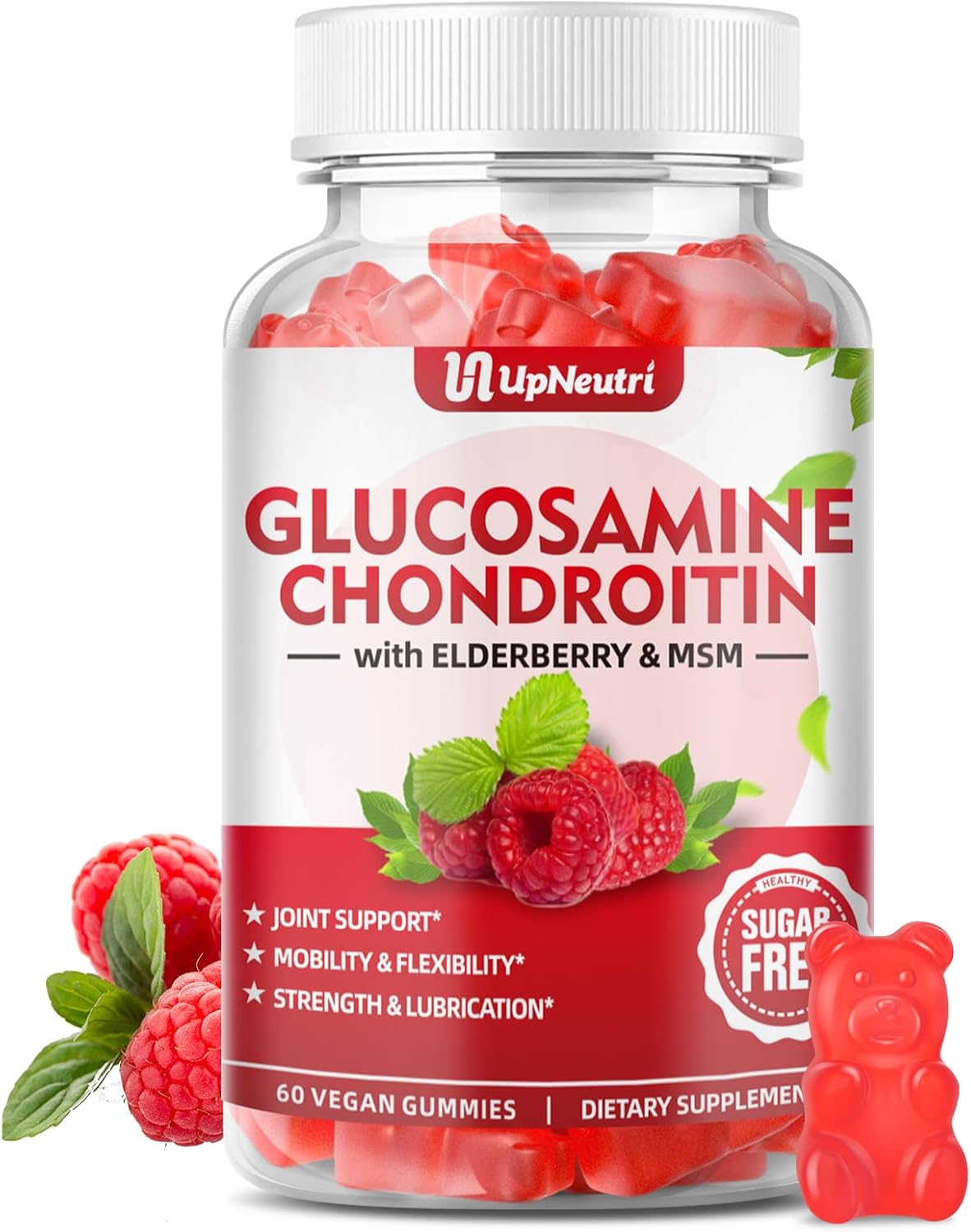 Sugar Free Glucosamine Chondroitin Gummies, Extra Strength 1500Mg Glucosamine With Chondroitin Msm & Elderberry & Turmeric, Joint Support Supplement For Men & Women Joint Health