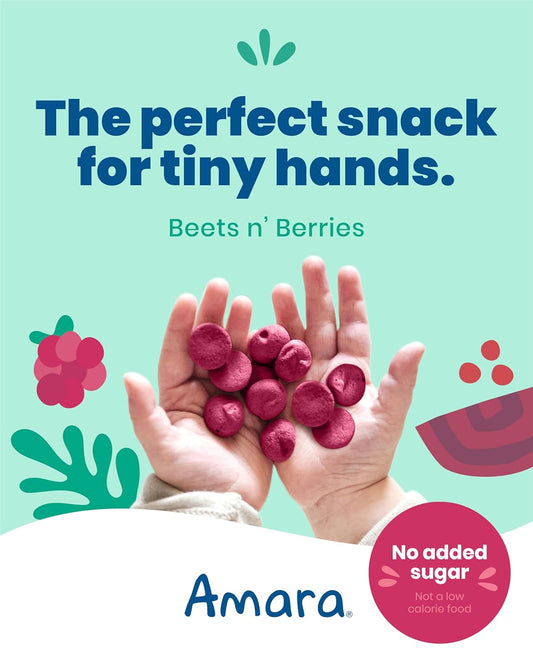 Amara Smoothie Melts - Beets N' Berries - Baby Snacks Made With Fruits And Vegetables - Healthy Toddler Snacks For Your Kids Lunch Box - Organic Yogurt Melts - 6 Resealable Bags