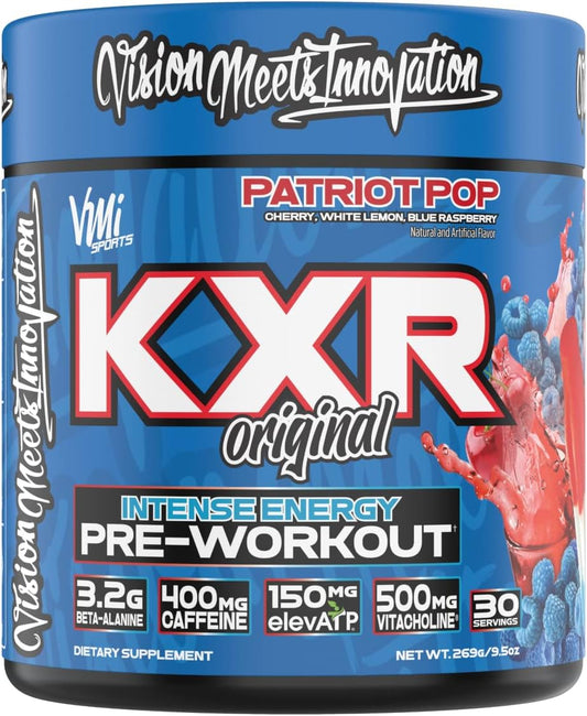 VMI Sports K-XR Pre-Workout Supplement for Intense Energy, Patriot Pop