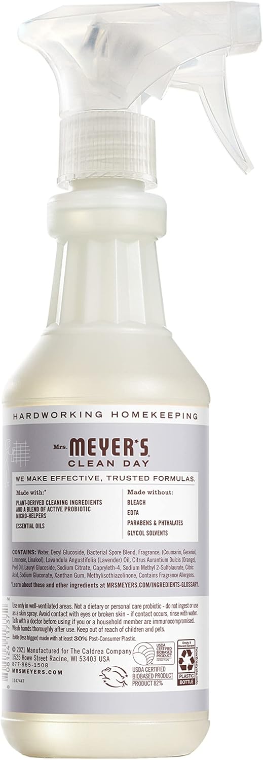 Mrs. Meyer'S Clean Day'S Probiotic Daily Shower Spray Cleaner, Made With Essential Oils And Other Thoughtfully Chosen Ingredients, Lavender, 16 Oz