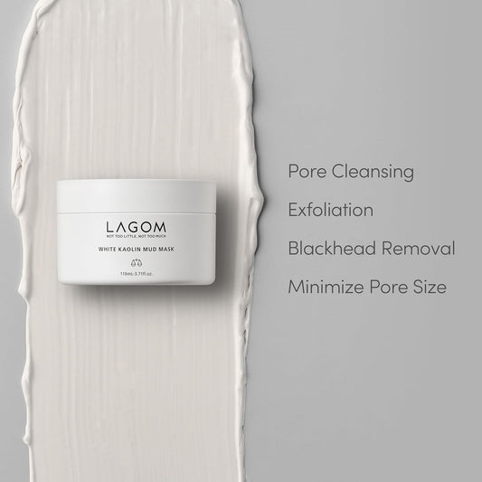 Lagom White Kaolin Mud Mask For Blackhead Care, Purifying Pore, Dermatologically Tested, For Makeup Boosting 3.3 Fl Oz