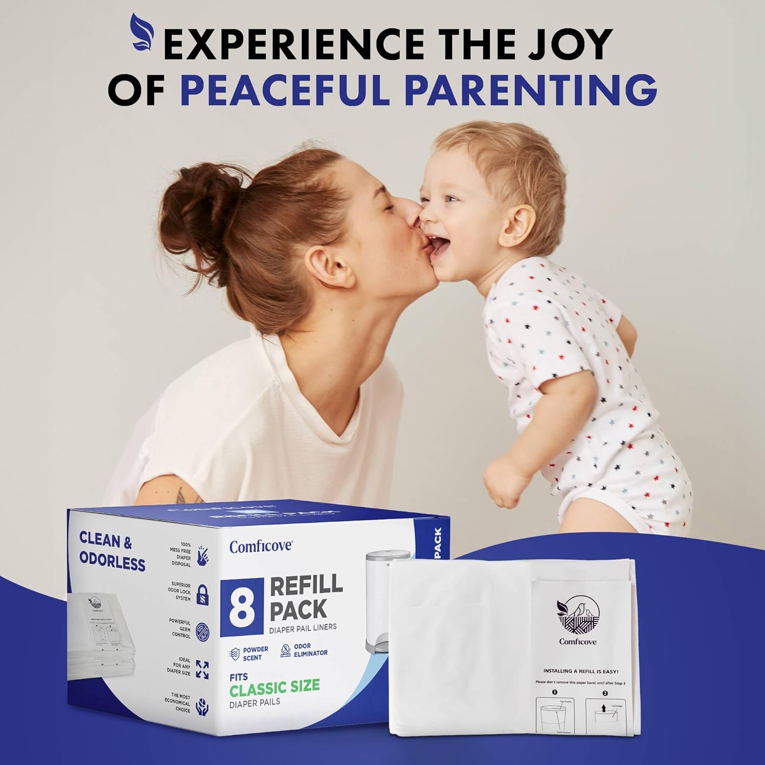 Comficove Refills Compatible With Dekor Classic Diaper Pails | 8 Pack | Extra Thick Diaper Pail Refill Liners | Fresh Scent | Easy To Replace And Dispose Of Diaper Bag | Odorless Baby Diapers Disposal