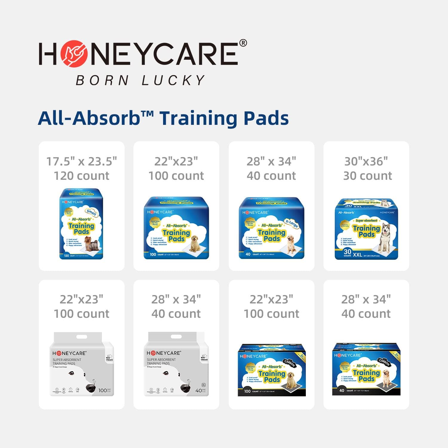 HONEY CARE All-Absorb 28"x44" Gigantic Dog and Puppy Training Pads, XXXL Dog Incontinence Training Pads, Made in The USA Dog Pee Pads(25 Count) : Pet Supplies