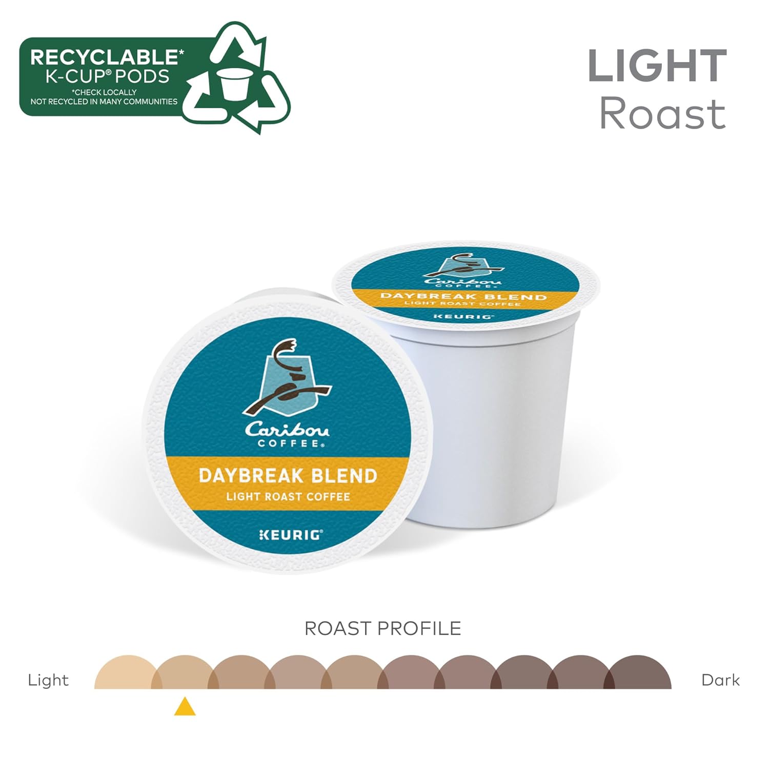 Caribou Coffee Daybreak Blend Keurig Single-Serve K-Cup Pod, Light Roast Coffee, 60 Count (6 Packs Of 10)