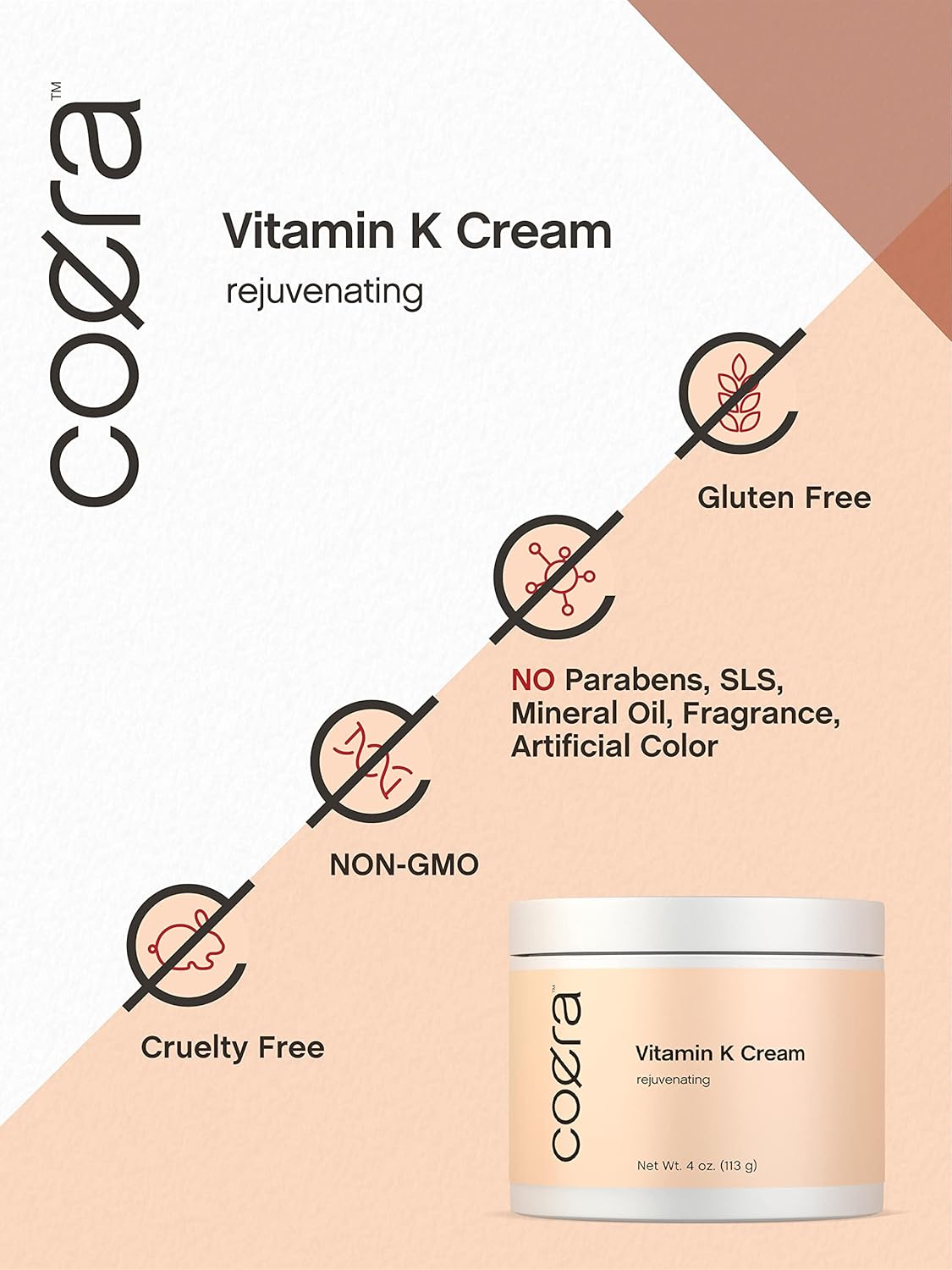 Coera Vitamin K Cream 4 oz | Premium Formula for Bruises, Spider Veins, Dark Circles, Broken Capillaries, Eyes, and Face | Paraben and SLS Free : Beauty & Personal Care