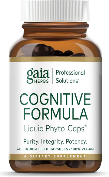 Gaia Herbs Pro Cognitive Formula - Brain Boost & Blood Flow Supplement - Provides Antioxidant Support - with Rosemary, Peppermint & Gotu Kola - 60 Vegan Liquid Phyto-Capsules (30 Servings)