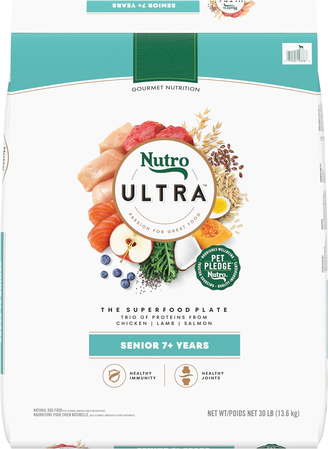 Nutro Ultra Senior Dry Dog Food with a Trio of Proteins from Chicken, Lamb and Salmon, 30 lb. Bag
