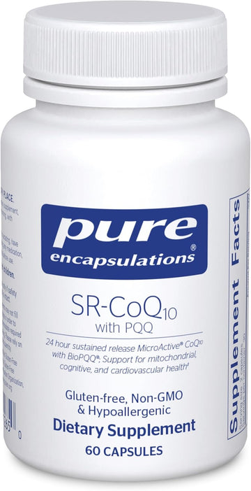 Pure Encapsulations Sr-Coq10 With Pqq - Heart Health Support* - Sustained Release Technology - Antioxidants Supplement - Gluten Free, Vegetarian & Non-Gmo - 60 Capsules