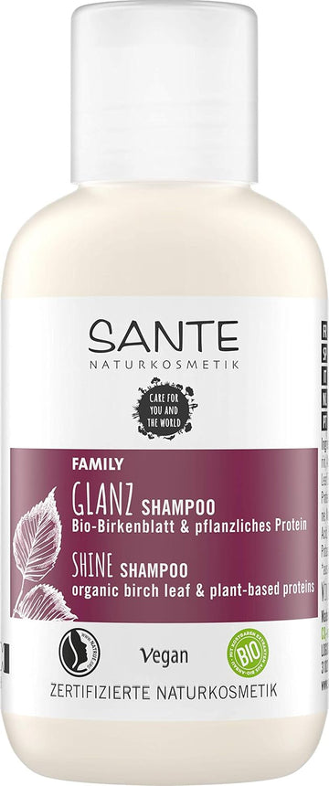 Sante Naturkosmetik 40303 Family Shine Shampoo Organic Birch Leaf & Vegetable Protein, Natural Hair Care For Shiny Hair From Root To Tip, Vegan, 250 Ml 250 Ml