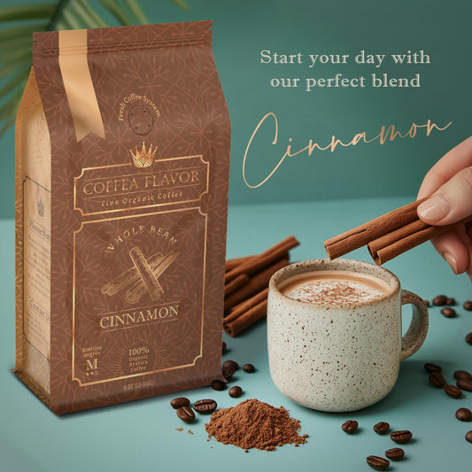 Cinnamon Whole Bean Coffee, Medium Roast, Single Origin, 100% Arabica, Usda Organic Coffee, Fair Trade, 16 Oz – By Coffea Flavor