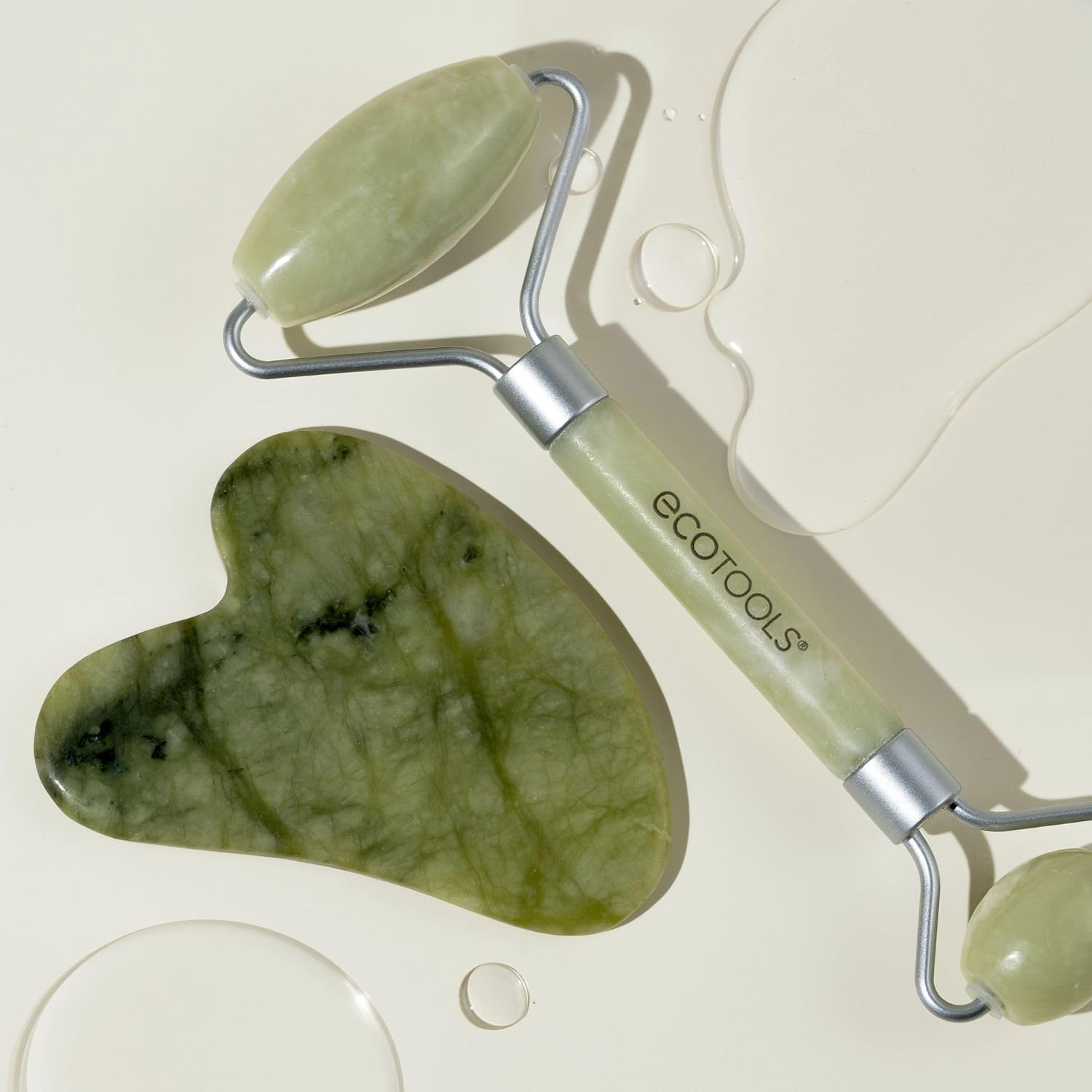 Ecotools Beauty Skin Care Tool Jade Facial Roller And Gua Sha Stone Duo, Face Roller And Massager, Skincare And Sculpting Tools, Green, Promotes Healthy Skin, Massager, 2 Piece Set, 1 Count : Beauty & Personal Care